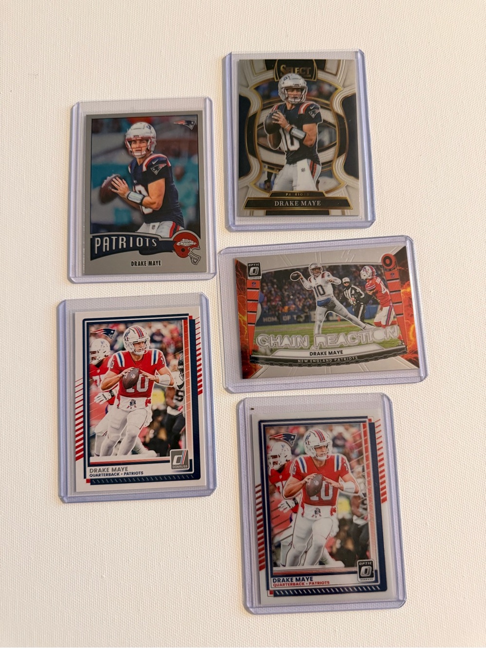 Drake Maye Football Card Lot - Patriots & Red/Blue Accents